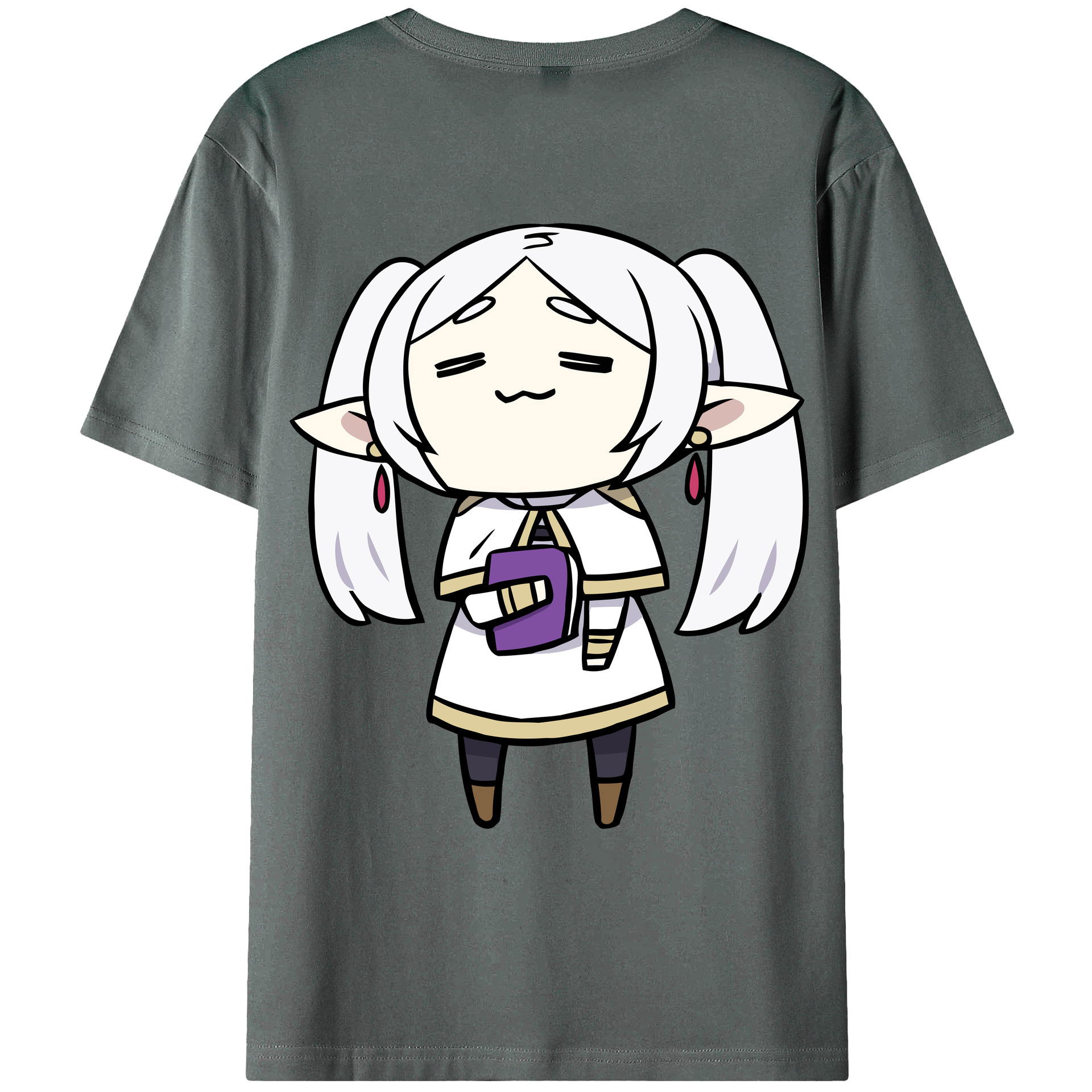 （画像用） 葬送のフリーレン Frieren 綿100％ メンズ半袖Tシャツ（バックプリント） 通気性